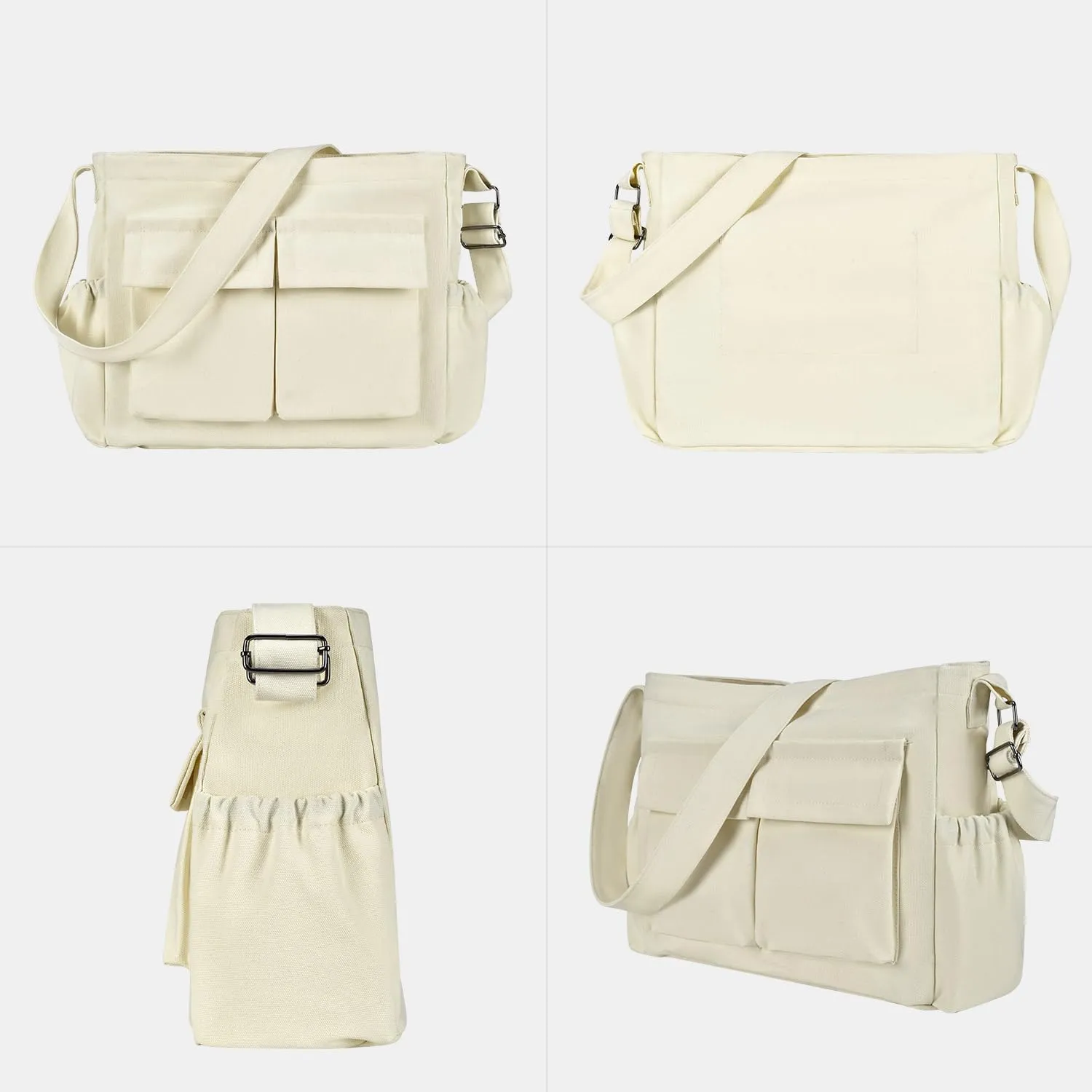 Canvas Messenger Bag Large Hobo Crossbody Bag with Multiple Pockets, Vintage Messenger Shoulder Bag for Men Women