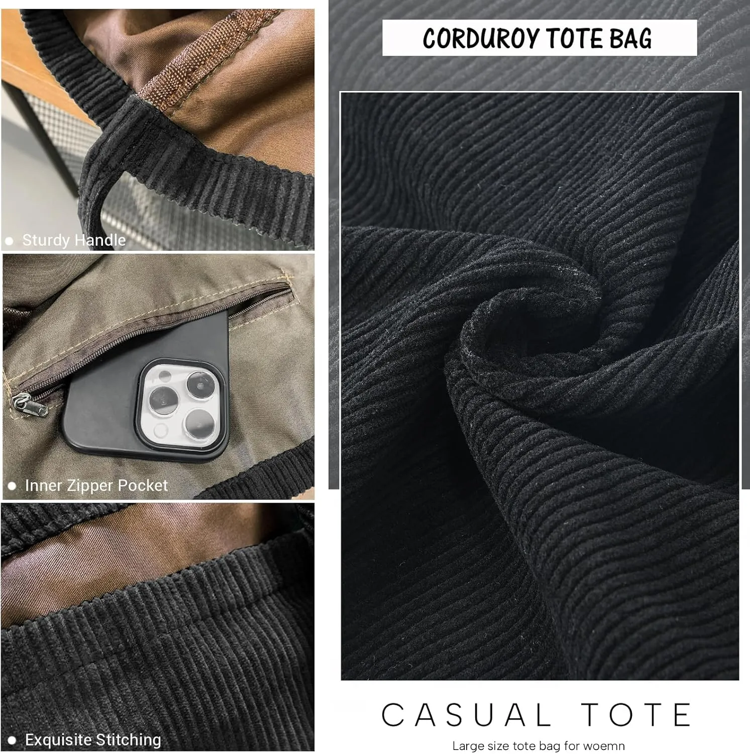 Canvas Tote Bag for Women Large Hobo Shoulder Bag for Work Travel Casual Message Bag Tote Purse handbags