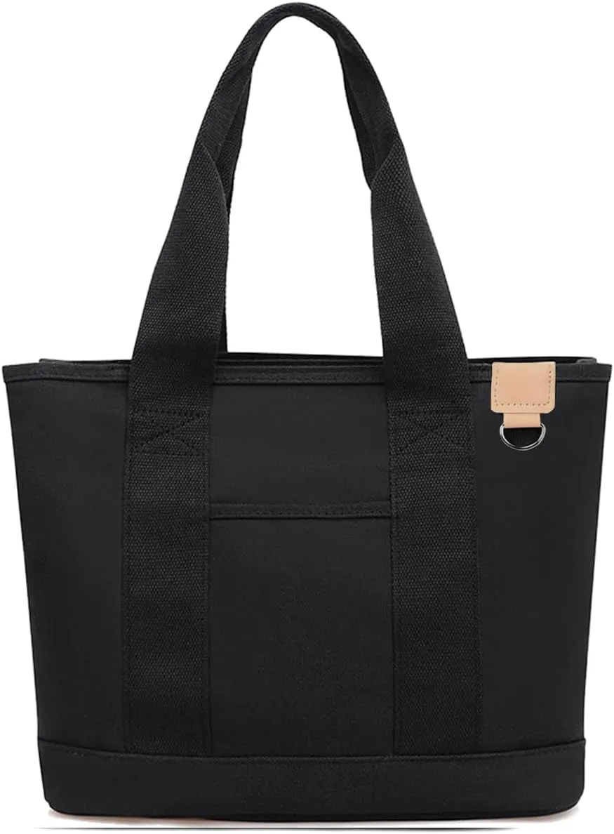 Canvas Tote Bag for Women,Shoulder Bag,Tote Bag with Zipper Canvas Handbag Travel Bags with Keychain