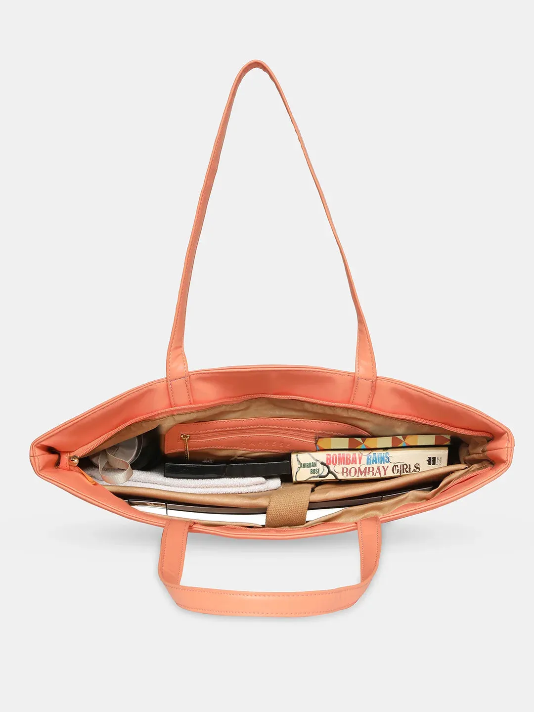 Caprese Snow Laptop Tote Large Printed Women'S Office Handbag Coral