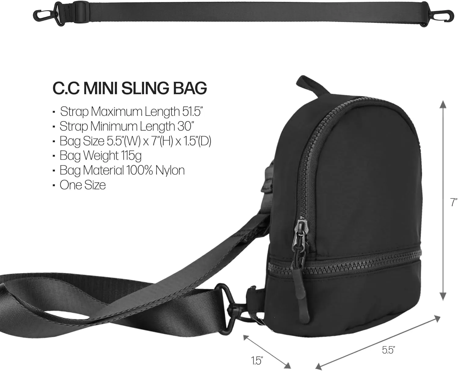 C.C Belt Bag for Women Sling Bag Crossbody Bags with Adjustable Strap for Women (Backpack - Black)