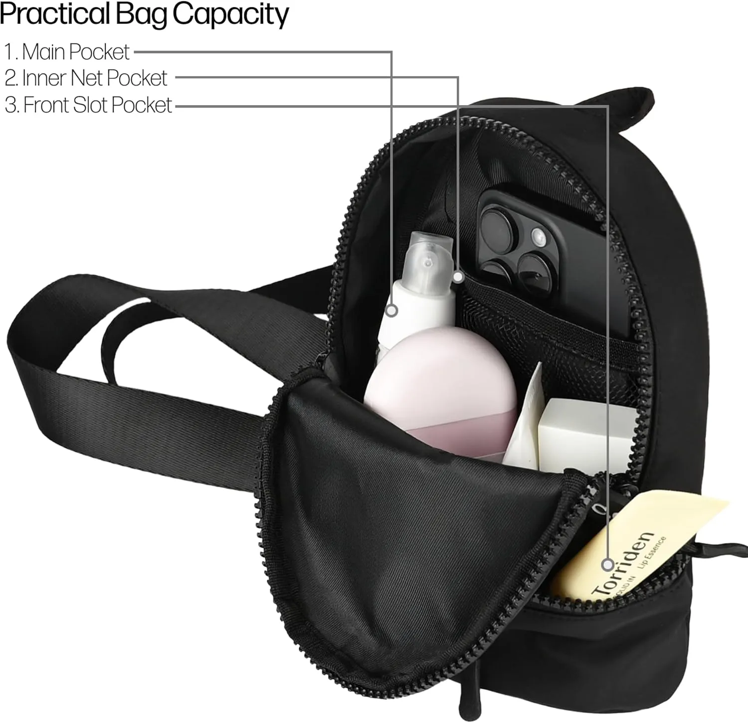 C.C Belt Bag for Women Sling Bag Crossbody Bags with Adjustable Strap for Women (Backpack - Black)