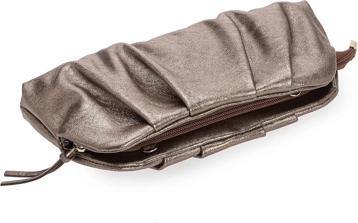 CHARMING TAILOR Chic Soft Vegan Leather Clutch Bag Dressy Pleated PU Evening Purse for Women