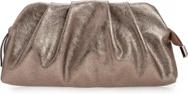 CHARMING TAILOR Chic Soft Vegan Leather Clutch Bag Dressy Pleated PU Evening Purse for Women