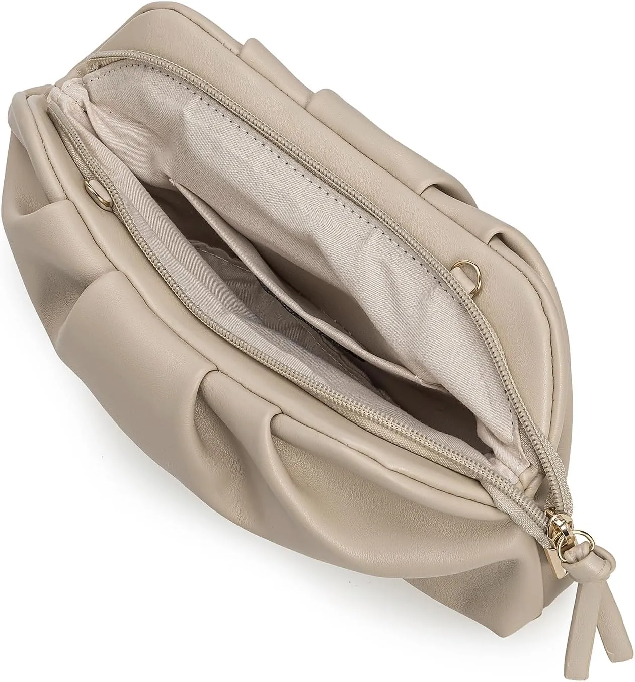 CHARMING TAILOR Chic Soft Vegan Leather Clutch Bag Dressy Pleated PU Evening Purse for Women