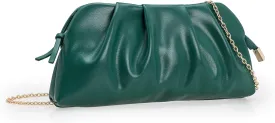 CHARMING TAILOR Chic Soft Vegan Leather Clutch Bag Dressy Pleated PU Evening Purse for Women