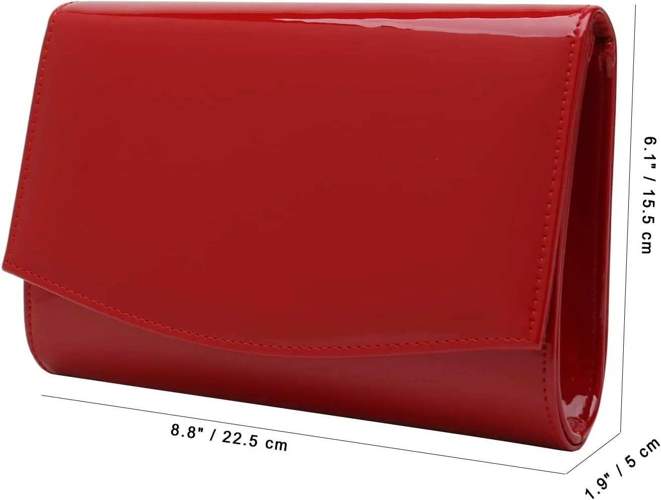 CHARMING TAILOR Patent Leather Flap Clutch Classic Elegant Evening Bag Chic Dress Purse