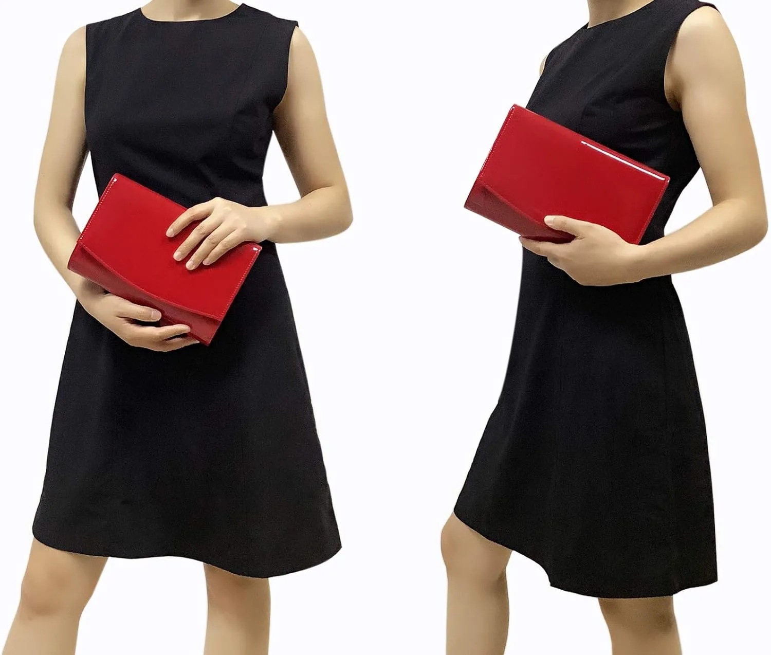 CHARMING TAILOR Patent Leather Flap Clutch Classic Elegant Evening Bag Chic Dress Purse