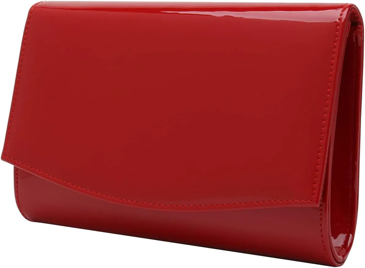 CHARMING TAILOR Patent Leather Flap Clutch Classic Elegant Evening Bag Chic Dress Purse