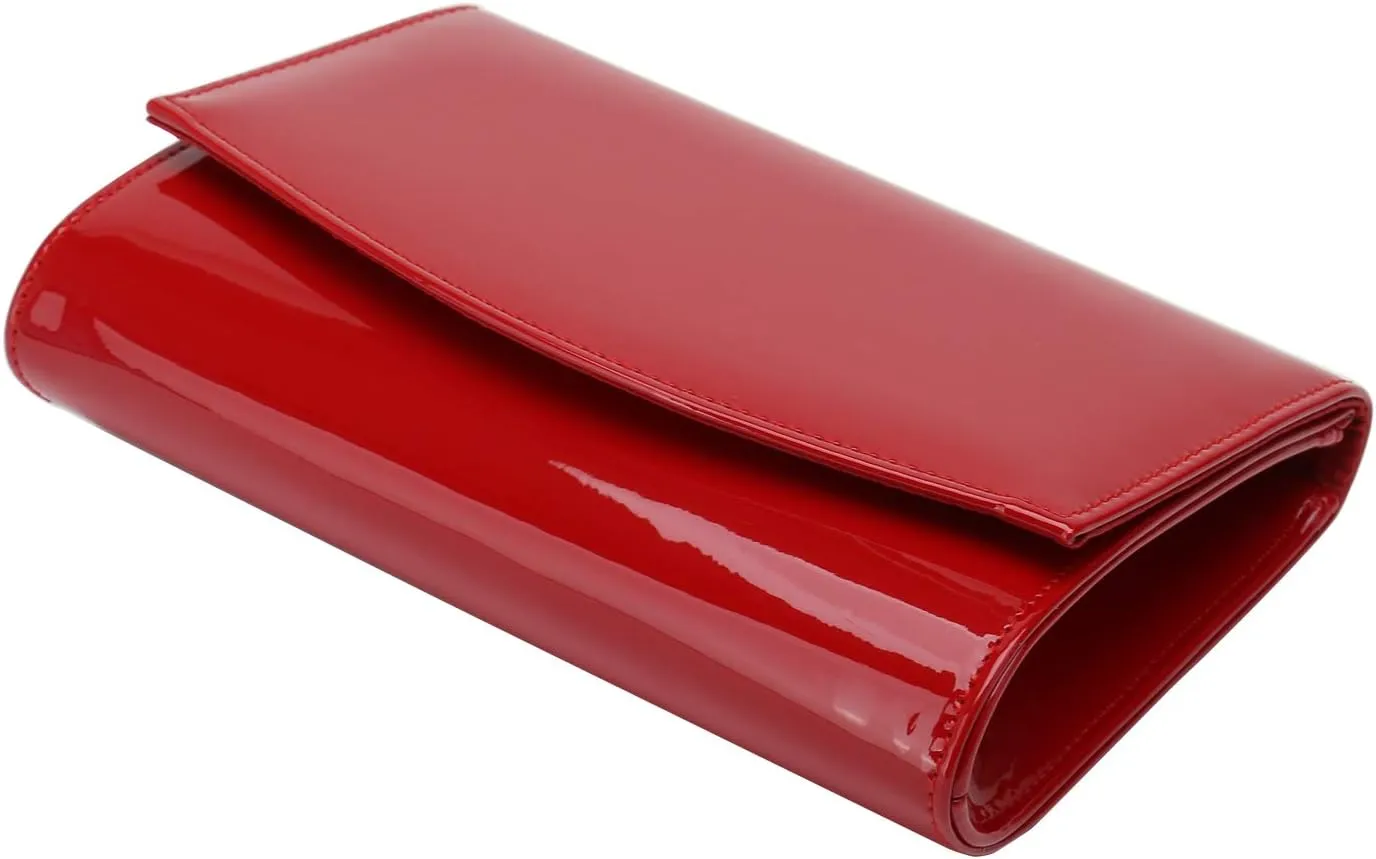 CHARMING TAILOR Patent Leather Flap Clutch Classic Elegant Evening Bag Chic Dress Purse