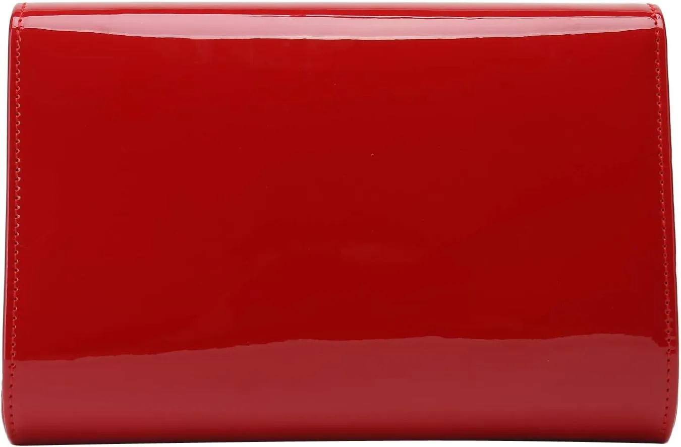 CHARMING TAILOR Patent Leather Flap Clutch Classic Elegant Evening Bag Chic Dress Purse