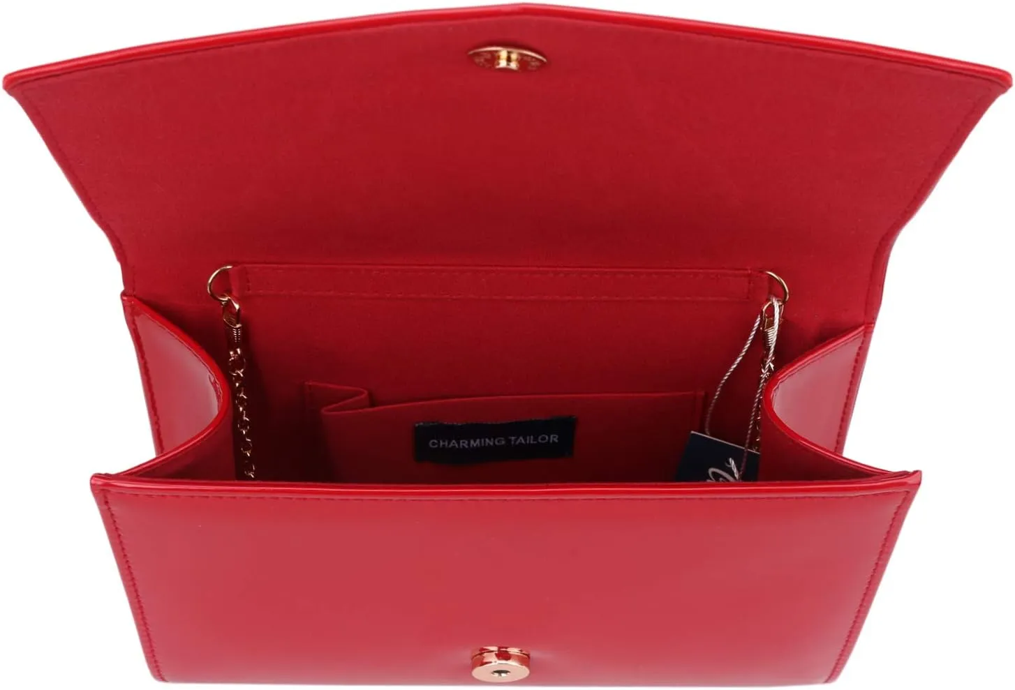 CHARMING TAILOR Patent Leather Flap Clutch Classic Elegant Evening Bag Chic Dress Purse