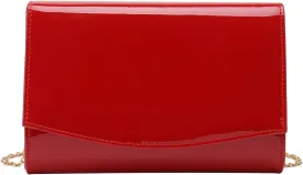 CHARMING TAILOR Patent Leather Flap Clutch Classic Elegant Evening Bag Chic Dress Purse