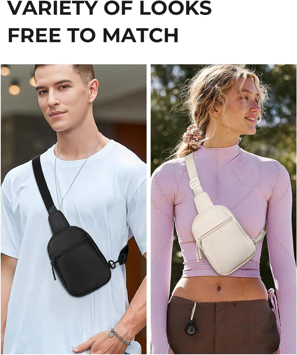 CHOLISS Fanny Packs for Women Crossbody Bags, Small Sling Backpack Travel Bag Nylon, Beige