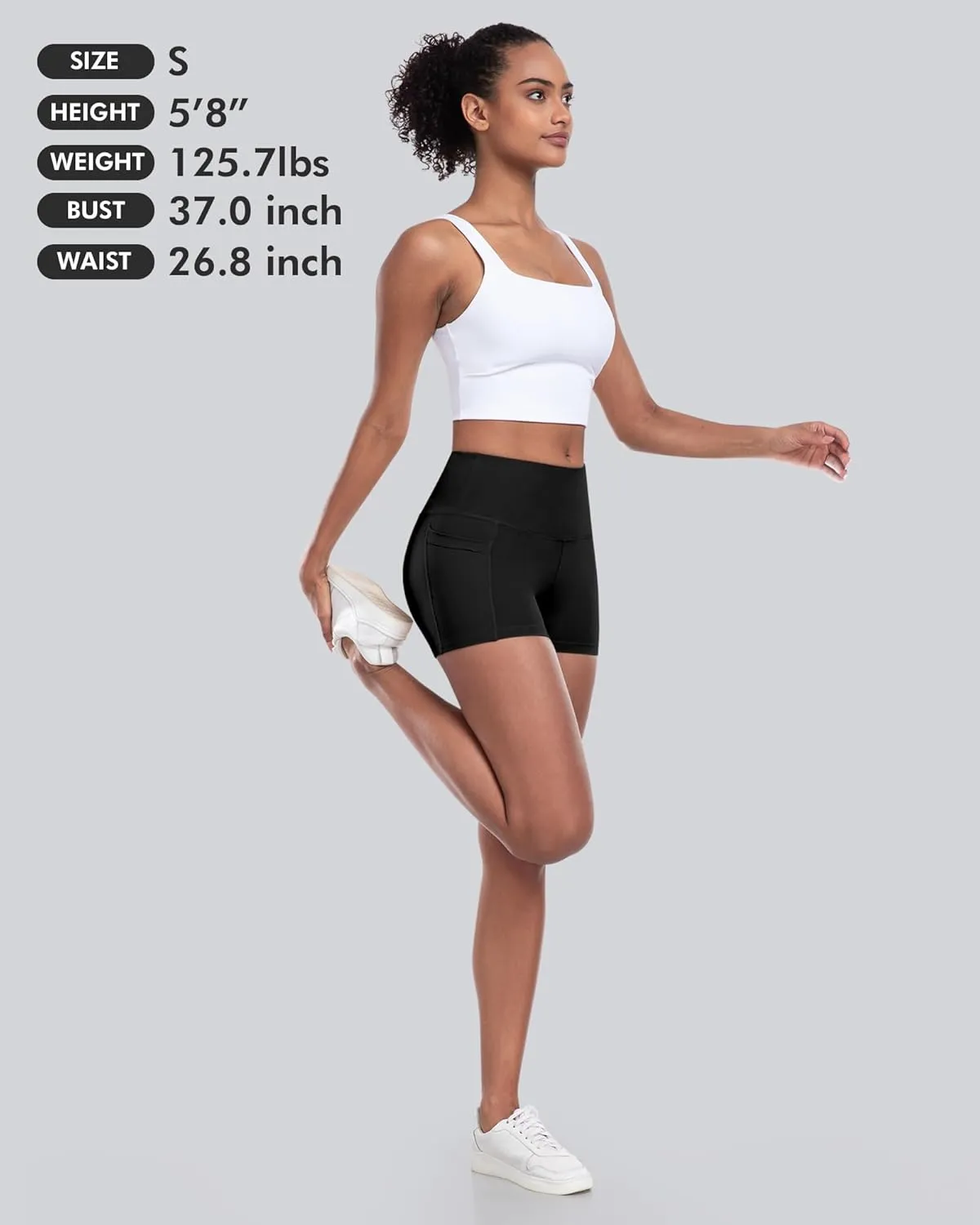 CHRLEISURE Womens Biker Yoga Shorts with Pockets: High Waisted Tummy Control Spandex Workout Athletic Gym Shorts 4 Packs