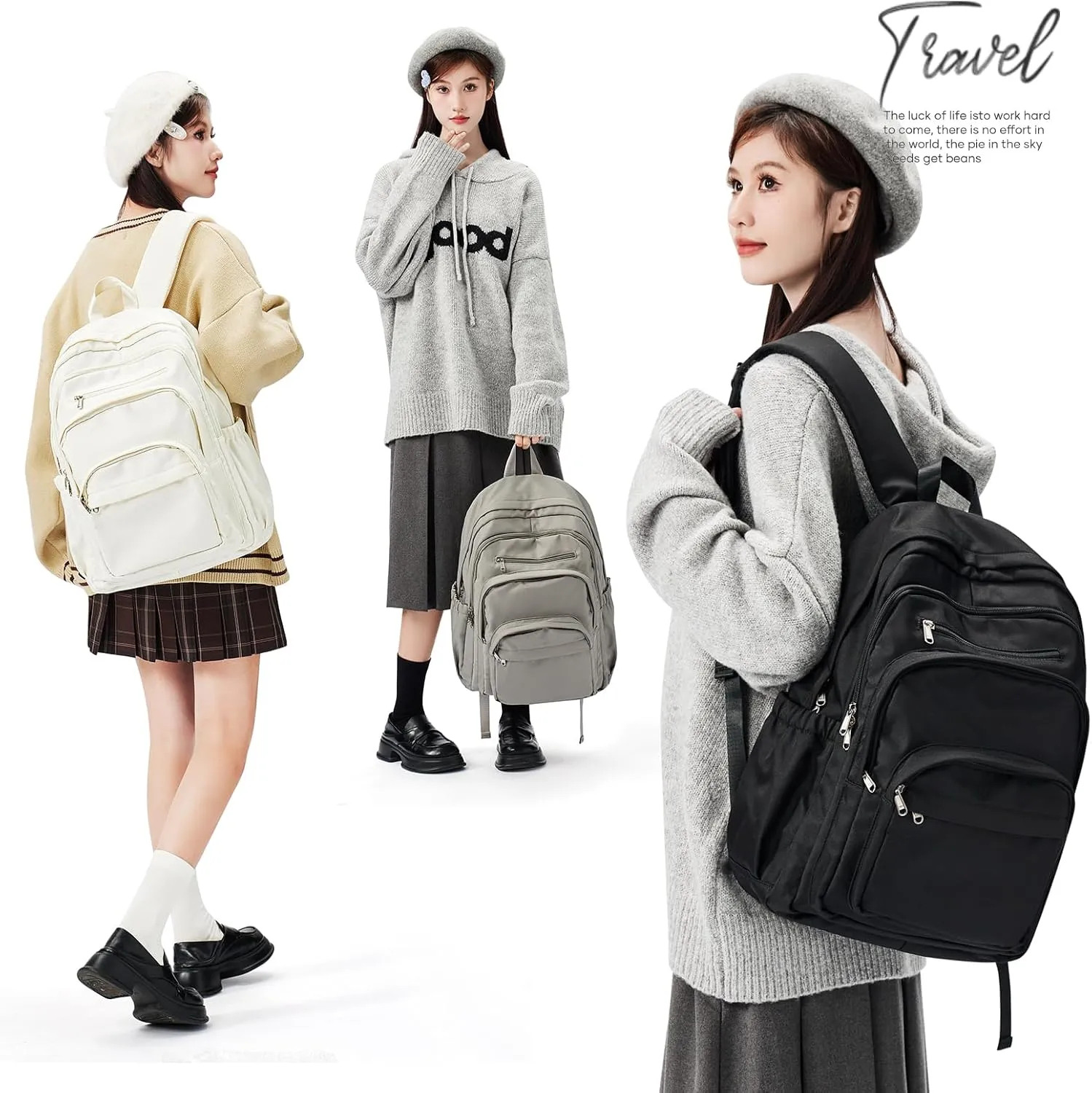 College Backpack for Women Men, Lightweight High School Bag With Lots of Pockets, Cute Bookbag for Teens Boys Girls, Casual Daypack (Gray Brown)