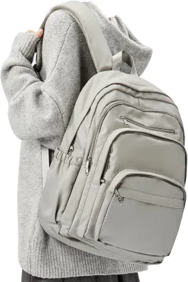 College Backpack for Women Men, Lightweight High School Bag With Lots of Pockets, Cute Bookbag for Teens Boys Girls, Casual Daypack (Gray Brown)