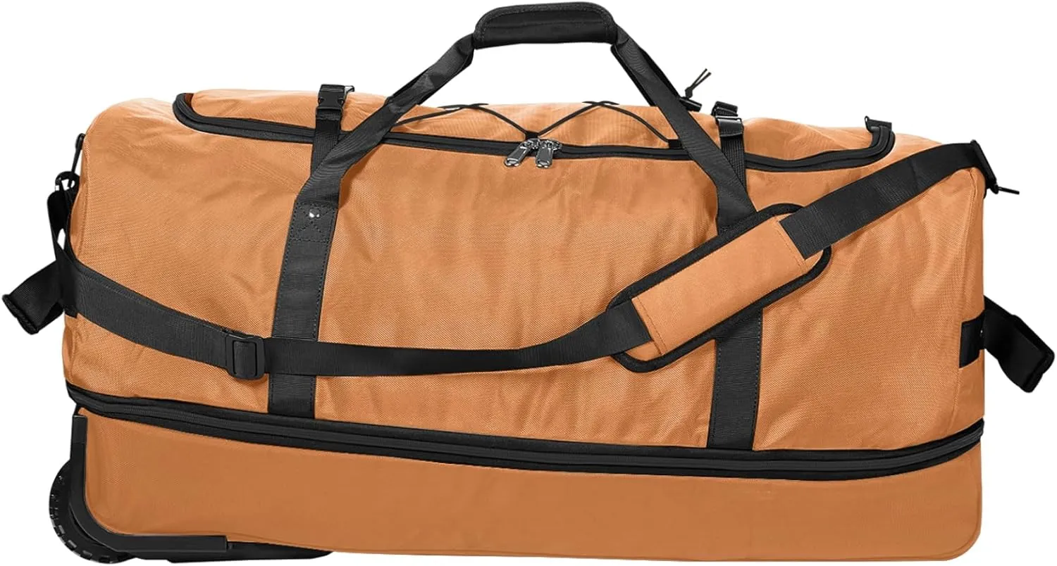 CONTAIL 32" Soft-Sided Rolling Duffle Bag with 2 Wheels,Expandable from 110L to 140L,Foldable Travel Duffel with Multiple Compartments,Brown