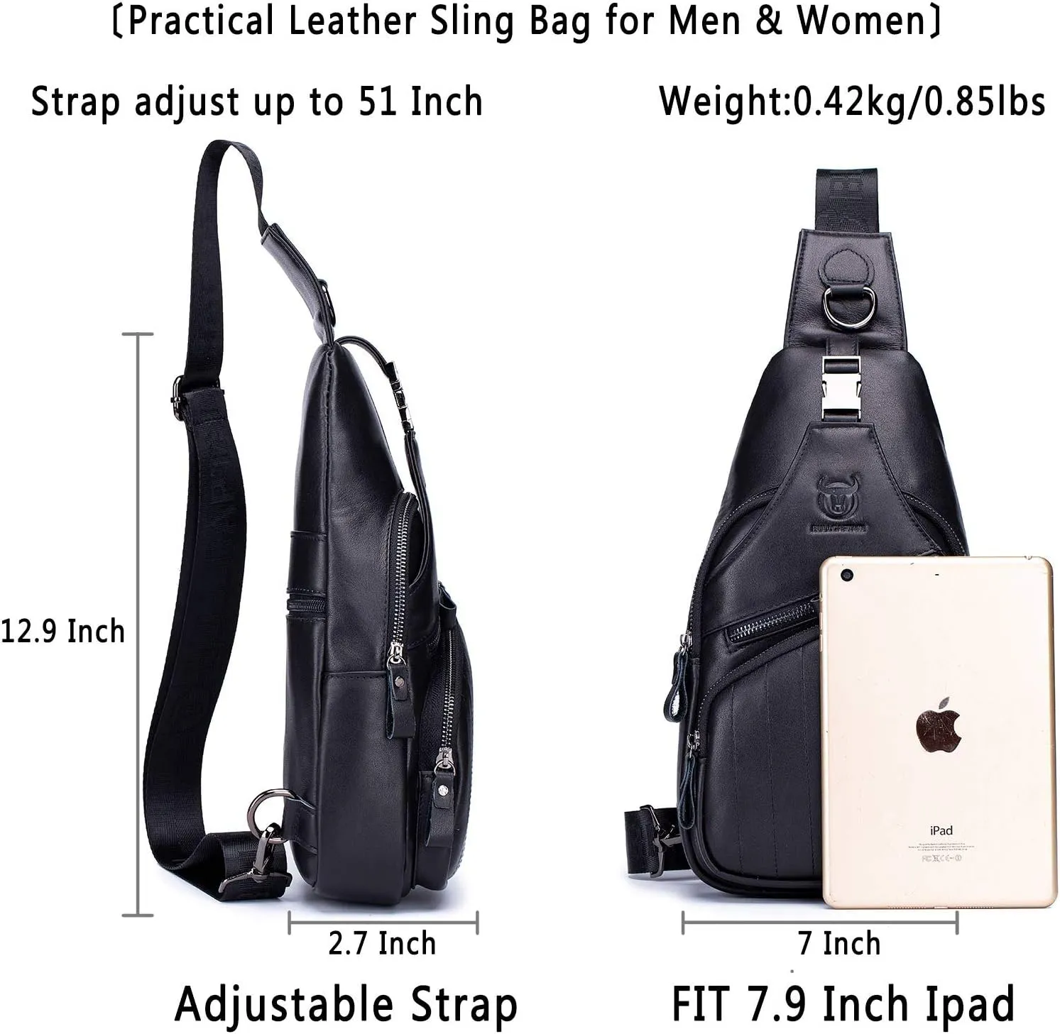 Cross body Bags for Men Leather Sling Bag Casual Daypacks Chest Bags Shoulder Bag Travel Hiking Backpacks