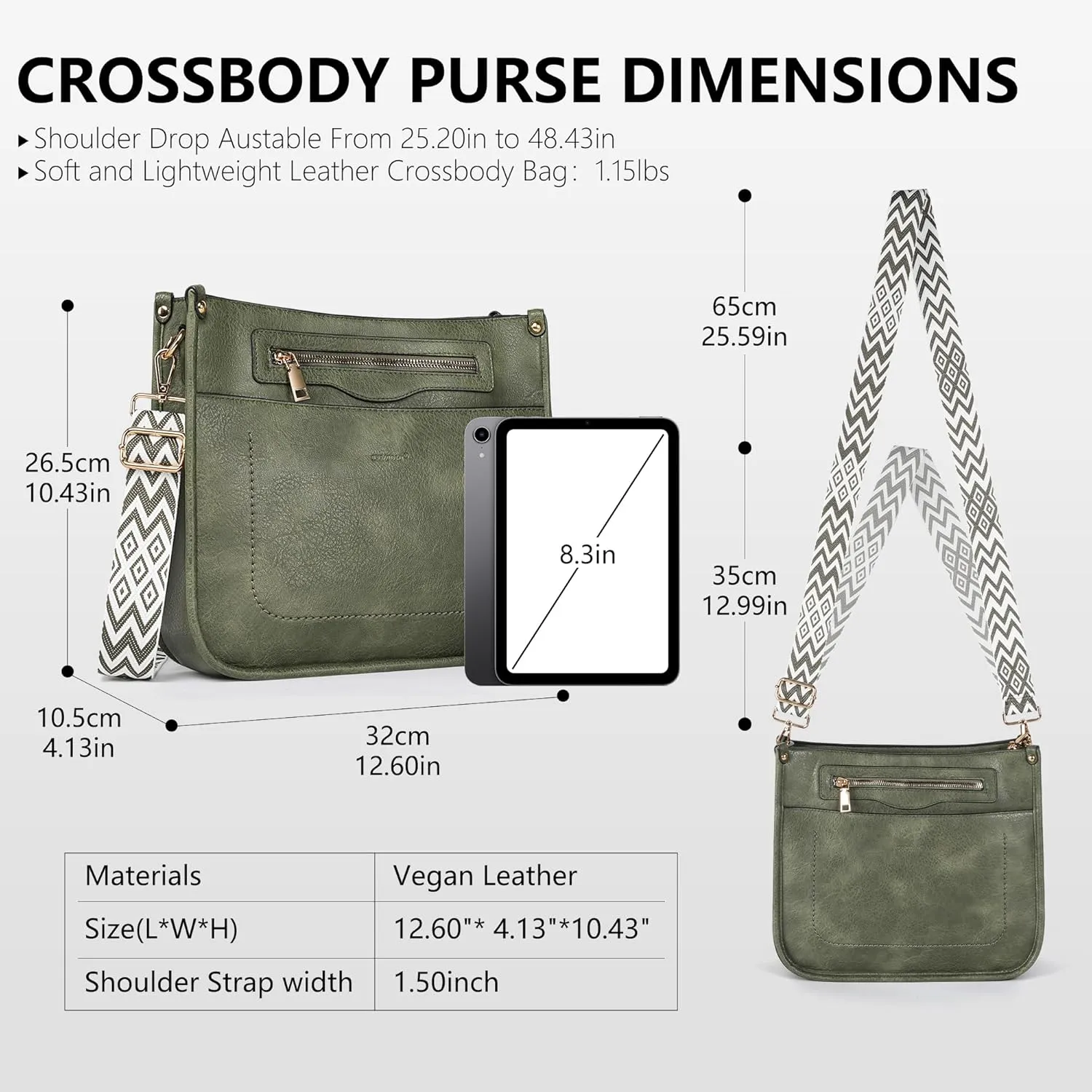 Crossbody Bags for Women 7-Pockets Purses for Women Vegan Leather Hobo Bag Shoulder Bag Handbags with Ajustable Strap