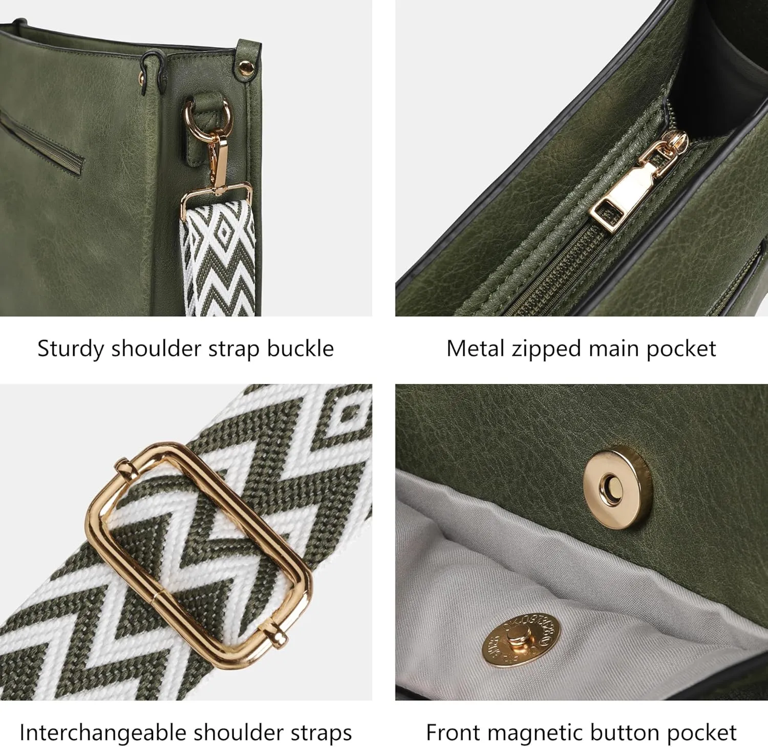 Crossbody Bags for Women 7-Pockets Purses for Women Vegan Leather Hobo Bag Shoulder Bag Handbags with Ajustable Strap