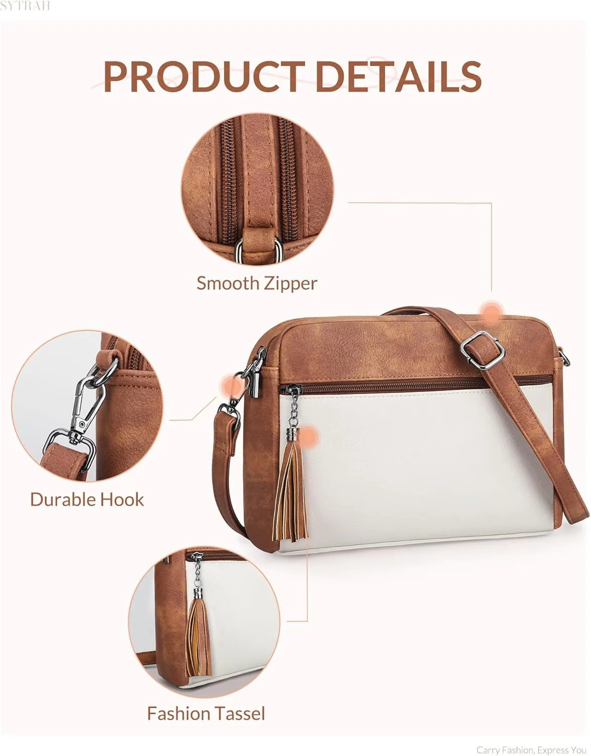 Crossbody Bags for Women, Crossbody Purse Soft Leather Purses for Women Shoulder Handbags with Tassel