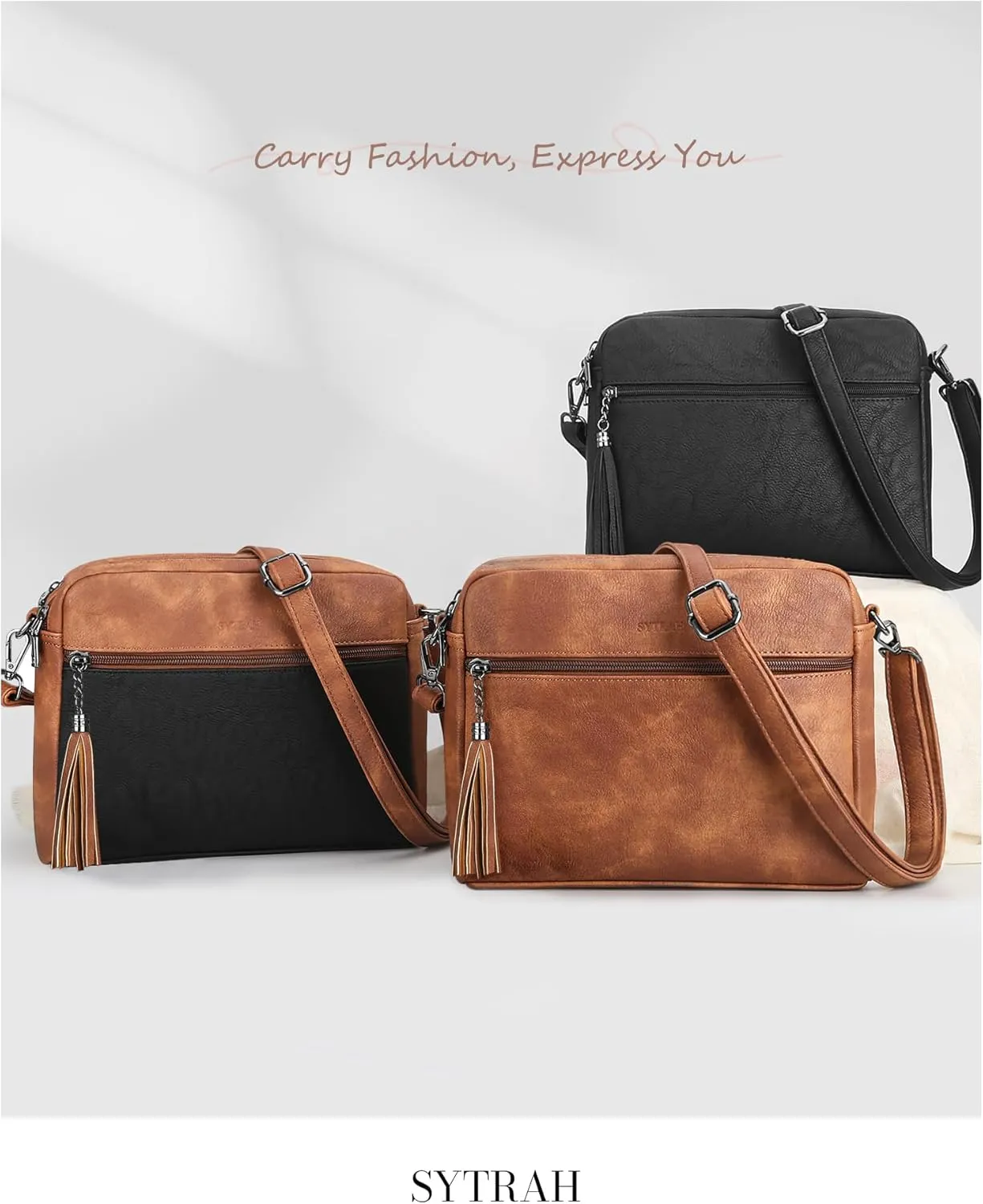 Crossbody Bags for Women, Crossbody Purse Soft Leather Purses for Women Shoulder Handbags with Tassel