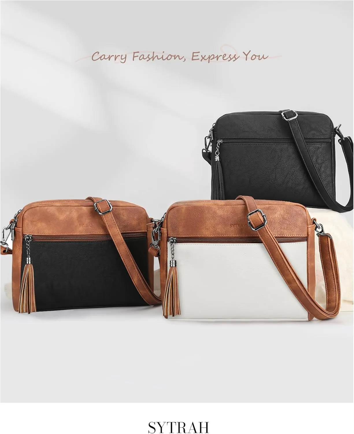 Crossbody Bags for Women, Crossbody Purse Soft Leather Purses for Women Shoulder Handbags with Tassel