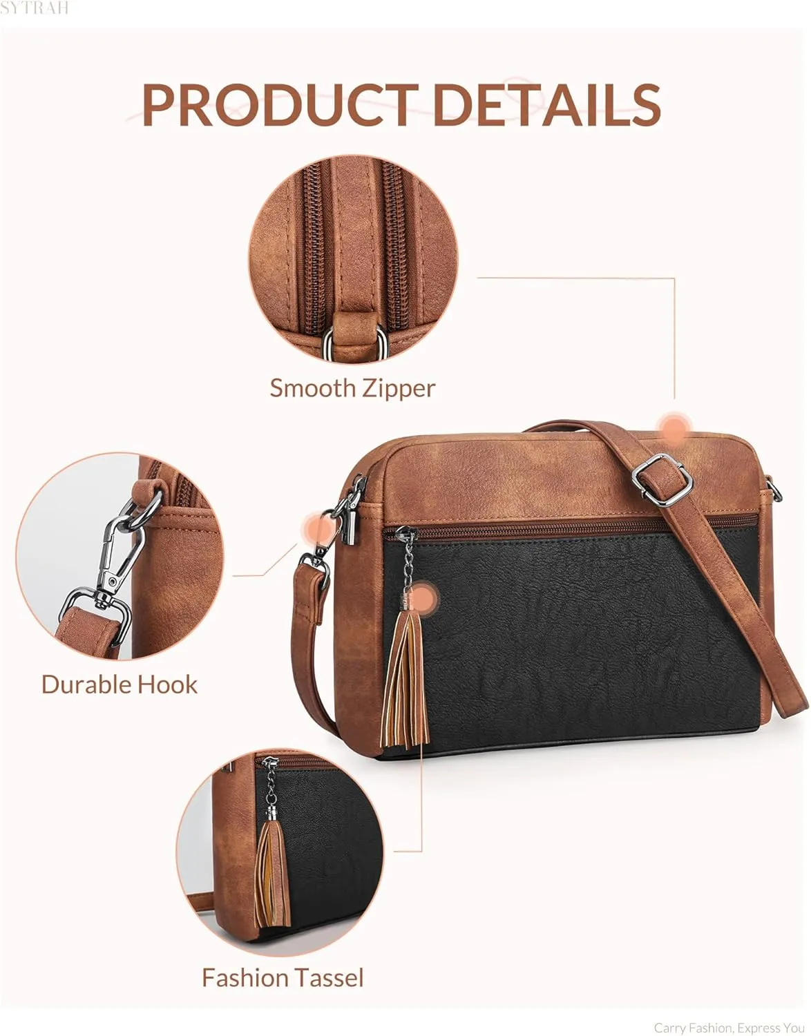 Crossbody Bags for Women, Crossbody Purse Soft Leather Purses for Women Shoulder Handbags with Tassel