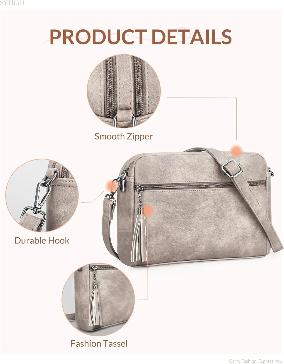 Crossbody Bags for Women, Crossbody Purse Soft Leather Purses for Women Shoulder Handbags with Tassel