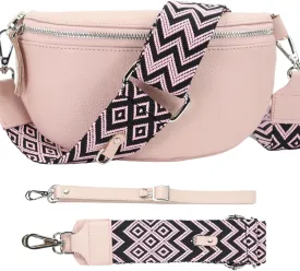Crossbody Bags for Women Trendy, Genuine Leather Small Sling Bag, Fanny Packs with 2 Detachable Straps - Wide and Leather