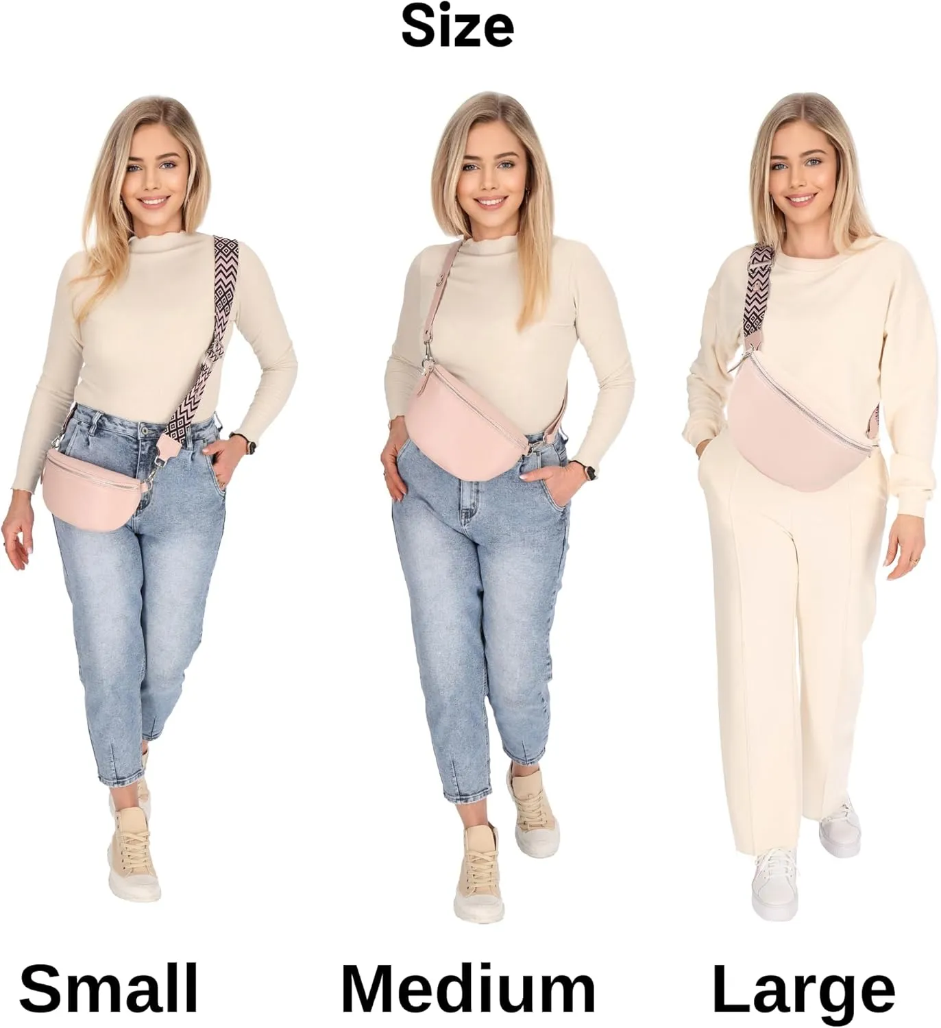 Crossbody Bags for Women Trendy, Genuine Leather Small Sling Bag, Fanny Packs with 2 Detachable Straps - Wide and Leather