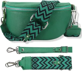 Crossbody Bags for Women Trendy, Genuine Leather Small Sling Bag, Fanny Packs with 2 Detachable Straps - Wide and Leather
