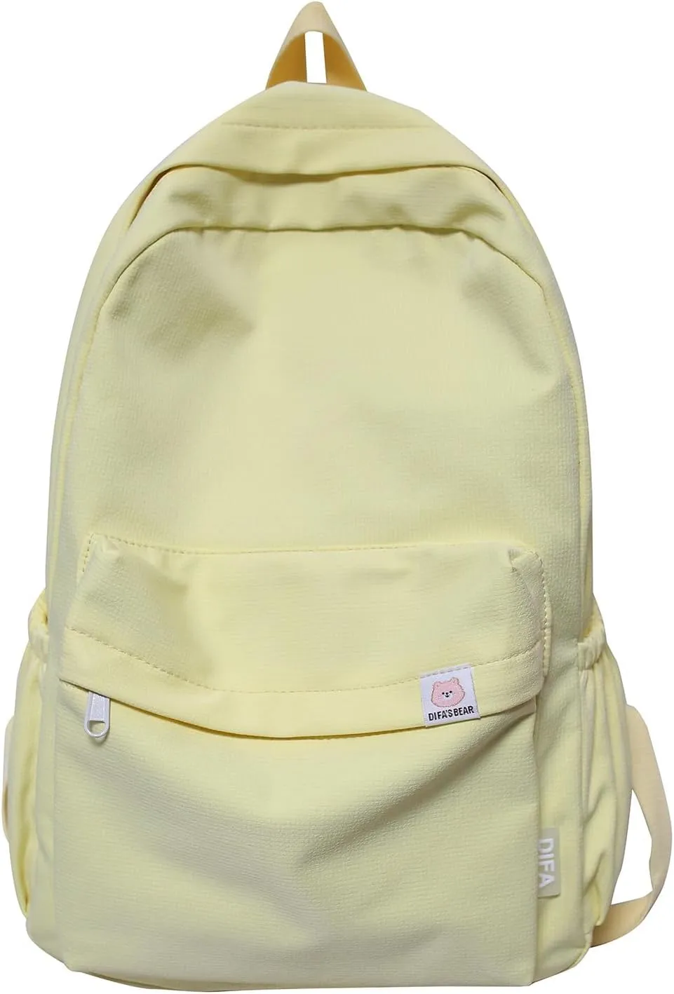 Cute Aesthetic Backpack Y2K Simple Solid Color Kawaii Backpacks Travel Laptop Backpack (Yellow)