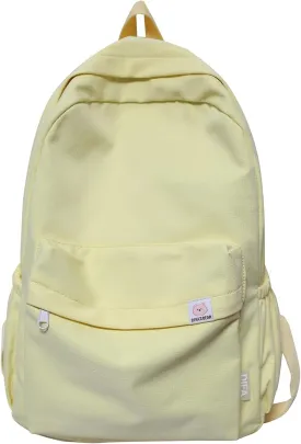 Cute Aesthetic Backpack Y2K Simple Solid Color Kawaii Backpacks Travel Laptop Backpack (Yellow)