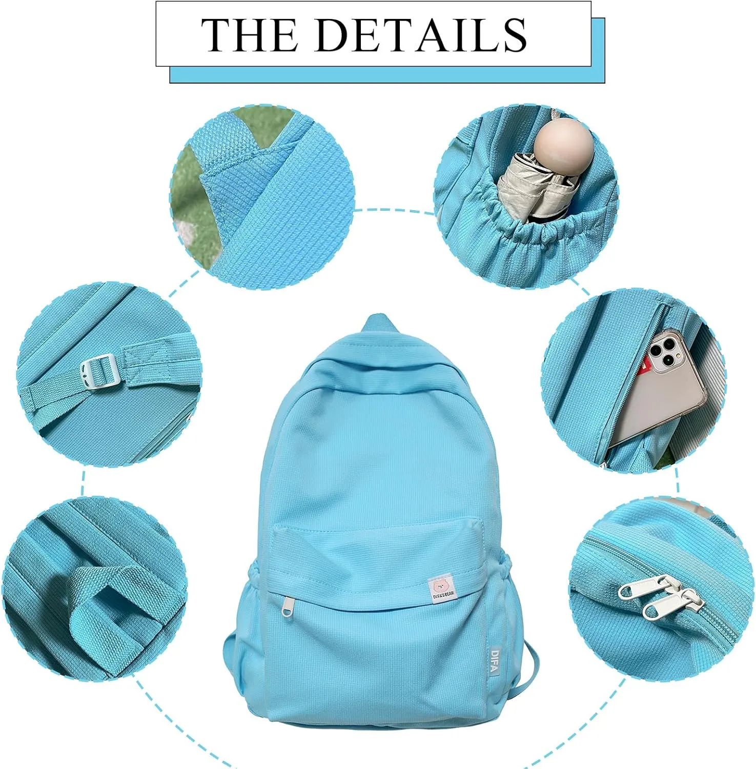 Cute Aesthetic Backpack Y2K Simple Solid Color Kawaii Backpacks Travel Laptop Backpack (Yellow)