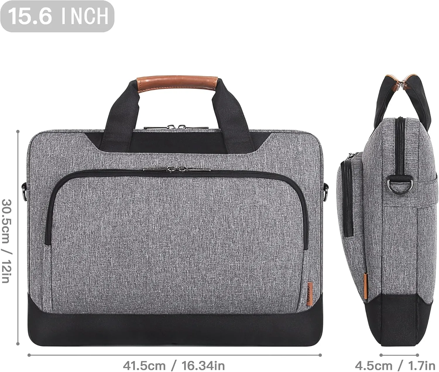 DOMISO 15-15.6 Inch Laptop Sleeve Business Briefcase Computer Case Compatible with Lenovo 15.6" Ideapad 330/16" MacBook Pro/HP EliteBook 850 G3/Envy x360 15/Latitude 3580/Acer Chromebook/Asus,Grey