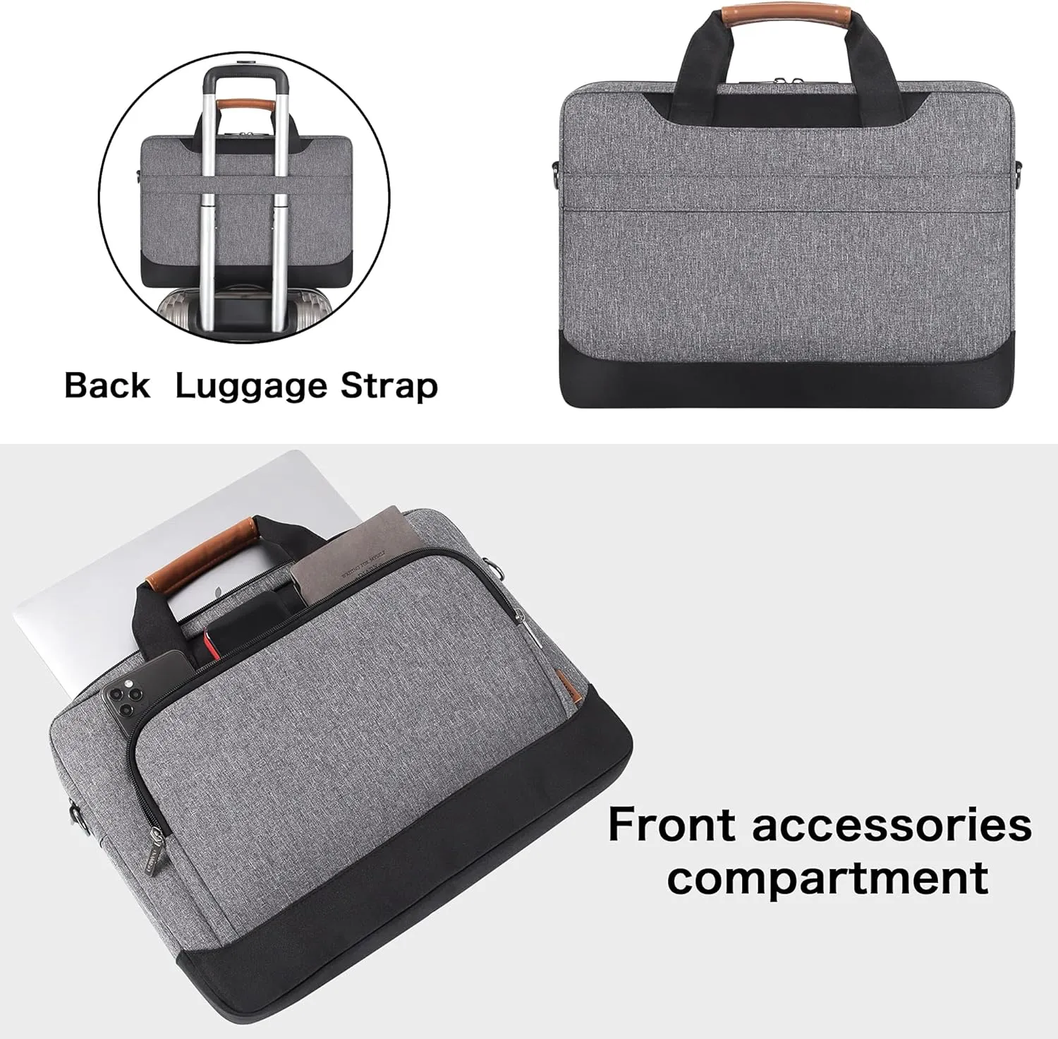 DOMISO 15-15.6 Inch Laptop Sleeve Business Briefcase Computer Case Compatible with Lenovo 15.6" Ideapad 330/16" MacBook Pro/HP EliteBook 850 G3/Envy x360 15/Latitude 3580/Acer Chromebook/Asus,Grey