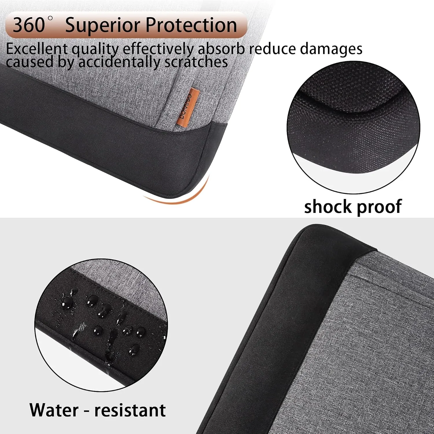 DOMISO 15-15.6 Inch Laptop Sleeve Business Briefcase Computer Case Compatible with Lenovo 15.6" Ideapad 330/16" MacBook Pro/HP EliteBook 850 G3/Envy x360 15/Latitude 3580/Acer Chromebook/Asus,Grey