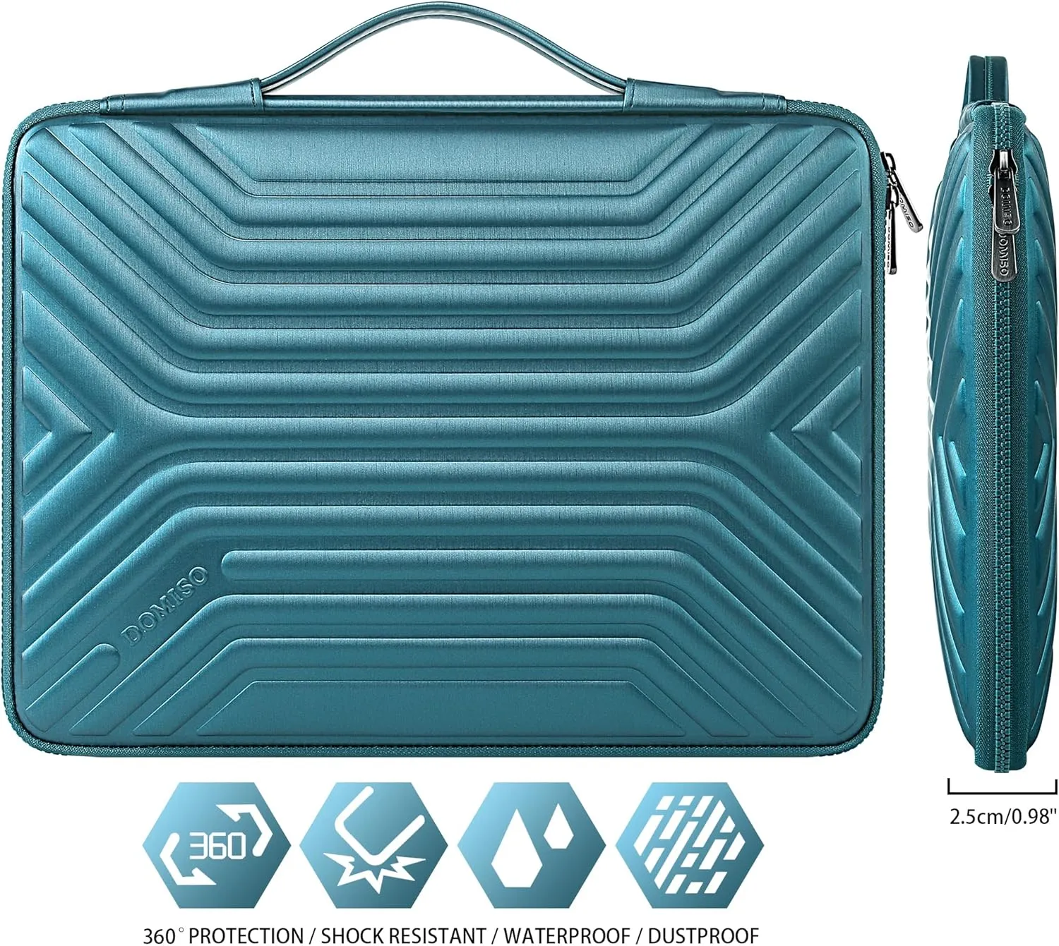 DOMISO 15.6 Inch Shockproof Waterproof Laptop Sleeve with Handle Lightweight Soft EVA Tablet Case for 15.6" Laptops/Lenovo IdeaPad/Acer Aspire E15 / HP ENVY 15 / Dell, Teal