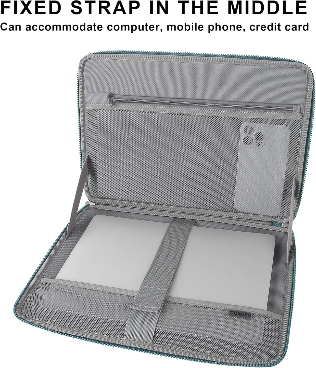 DOMISO 15.6 Inch Shockproof Waterproof Laptop Sleeve with Handle Lightweight Soft EVA Tablet Case for 15.6" Laptops/Lenovo IdeaPad/Acer Aspire E15 / HP ENVY 15 / Dell, Teal