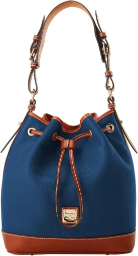 Dooney & Bourke Shoulder Bags, Pebble Grain Drawstring Leather Bucket Bags for Women - Blue