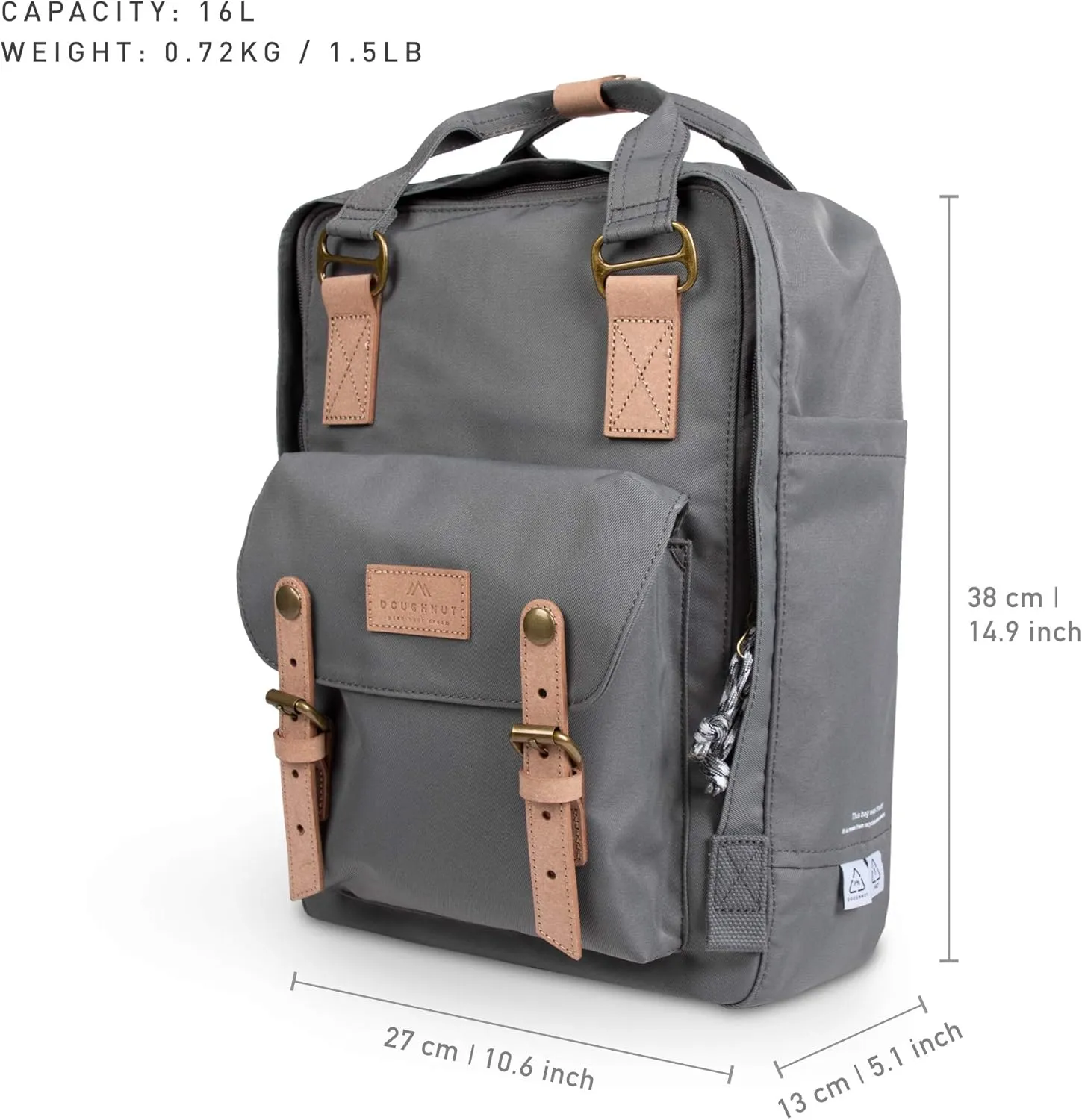 Doughnut Travel Laptop Backpack, Slim Durable Reborn Series Daypack Backpacks, Water Resistant College School Computer Bag for Men & Women Fits 14 Inch Notebook(Dark Grey)