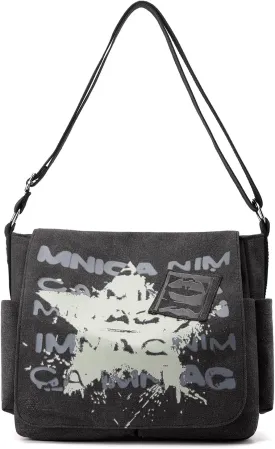 DOURR Canvas Messenger Bag for Men and Women Printing Star Vintage Crossbody Shoulder Satchel for College Work Travel