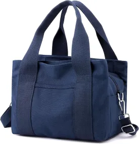 DOURR Multi Compartment Top-handle Handbags Canvas Crossbogy Bags for Women Small Totes Purse