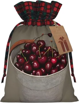 DRTGEDS Bucket With Full Of Cherries 1pcs Christmas Drawstring Tote 8.3x11.8in,Robust Bag For Gifts And Everyday Used Essentials