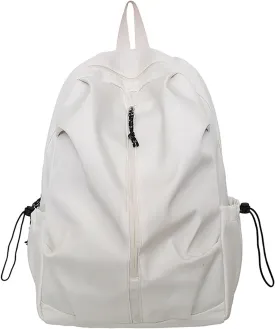 Durable Nylon 15.6 Inch Laptop Backpack - Waterproof College Commuter Travel Daypack with Anti-Theft Pocket (White)