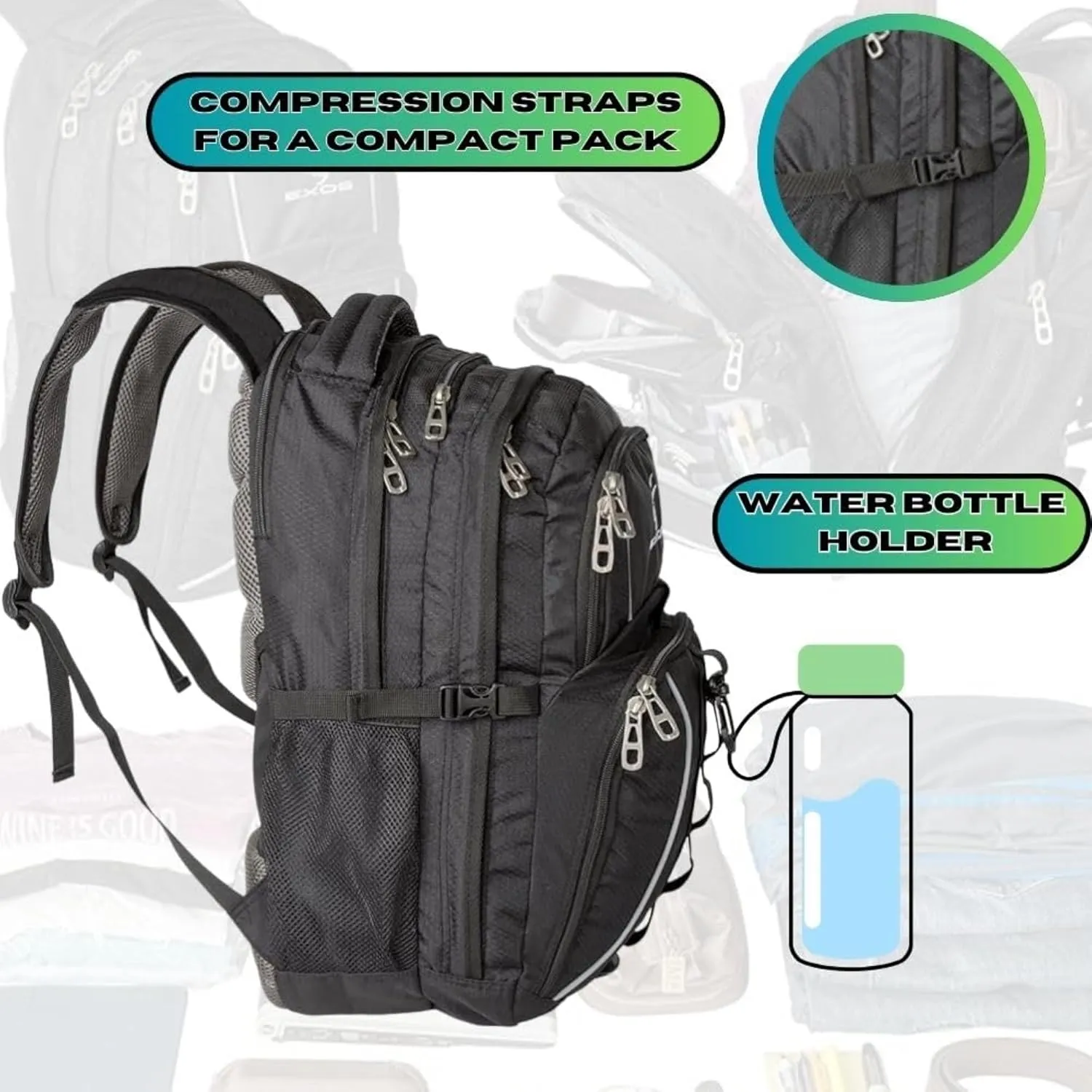 Exos Commuter Backpack - 29L Padded Laptop Backpack for Work - Backpack with Laptop Compartment - Fits Up To 17" Computers