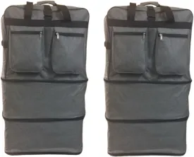 Expandable Lightweight Duffle Bag (Pack of 2) Rolling wheeled Spinner Suitcase Luggage for Travel and Storage - 36" (GRAY)