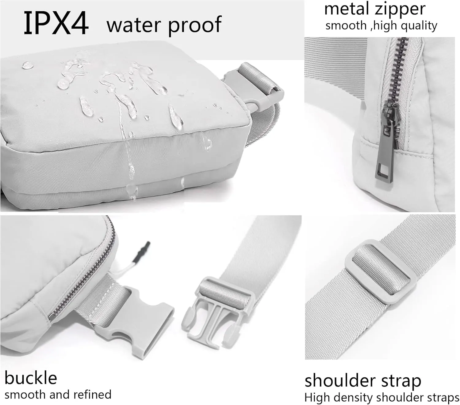 Fanny Belt Bag Waist Pack Crossbody Bags Bum Bag for Running Hiking Travel Workout Adjustable Strap for Women -grey